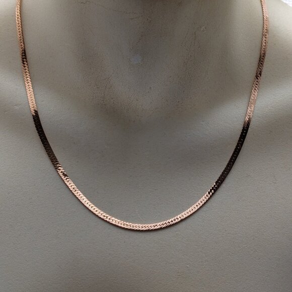 Vintage Unisex Russian USSR 14K 583 Rose Pink Gold Snake Link Chain Necklace P - Picture 2 of 8